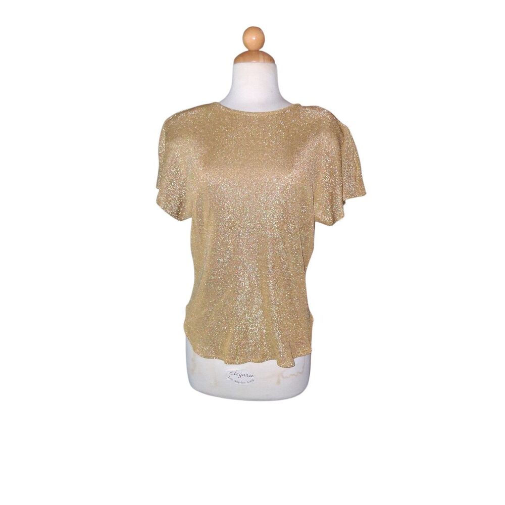 Vintage Santa Cruz Sportswear Gold Metallic Top 1980s-1990s Women's Size Medium